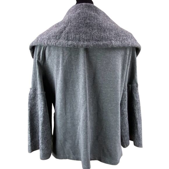 SOLD.   Lisa International Boiled Wool Jacket Size L Art To Wear Coat Gray Boho - Picture 3 of 9